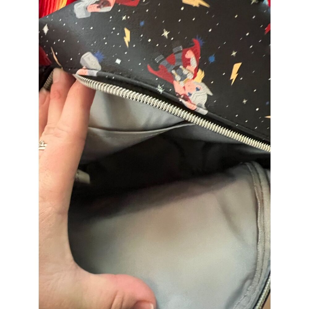 Loungefly Marvel Mini Backpack in Black with Red and Yellow Accents - Picture 4 of 4